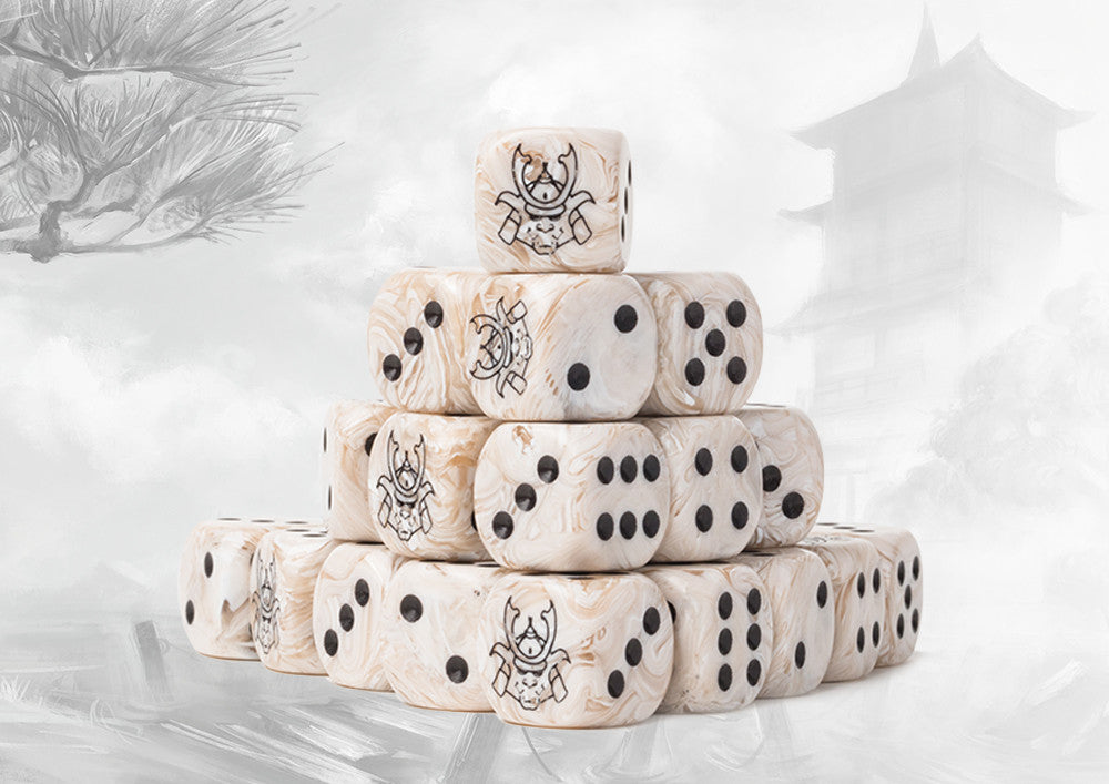 Conquest - Yoroni Logo on Parchment Marbled Dice - 24 per pack