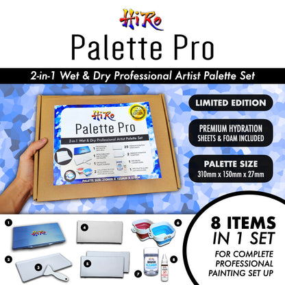 Hiro Paints: Hiro Palette Pro: 2-in-1 Wet & Dry Professional Artist Palette Set