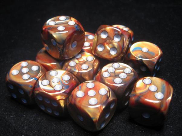 Chessex Dice Sets: Gold/Silver Lustrous 16mm d6 (12)