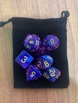 Purple/Blue Roleplaying Dice Set W/bag